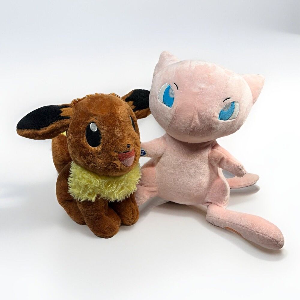 Build A Bear Pokemon Mew & Eevee 16” Plush 2021 W/ Sound Tested Working HTF